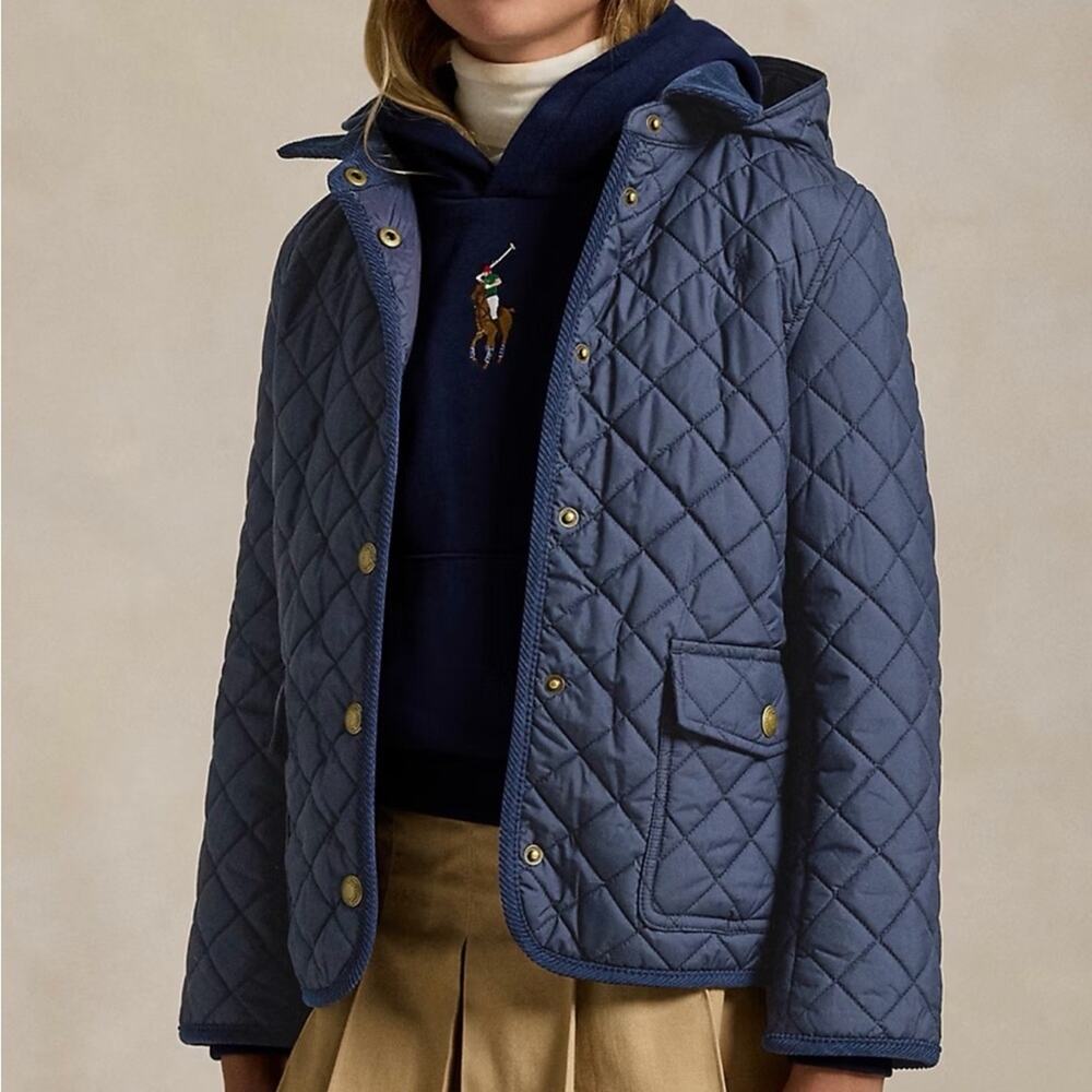 Polo Ralph Lauren Quilted Barn Jacket Girls Size Large (12/14) Navy Blue - Picture 13 of 14